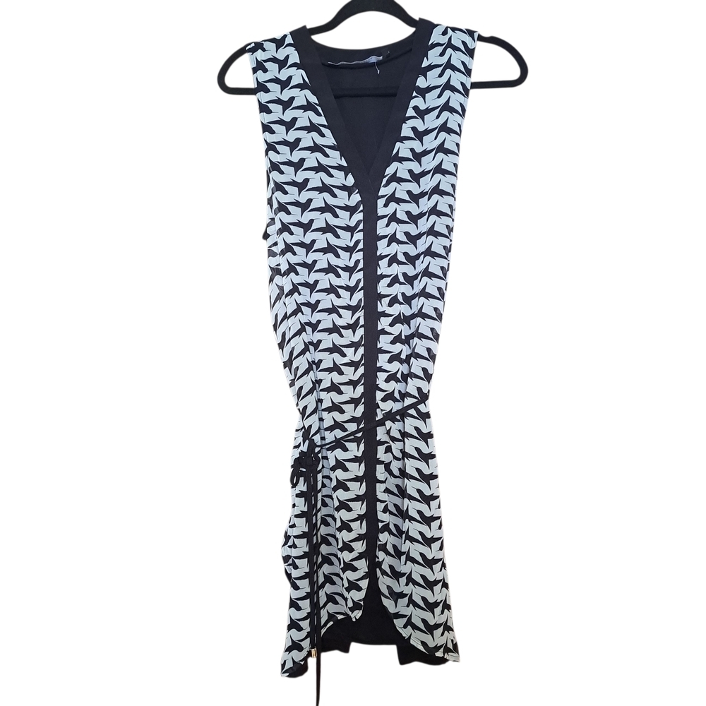 🇨🇦 MELISSA NEPTON Black and White Geometric Mini Dress Size L